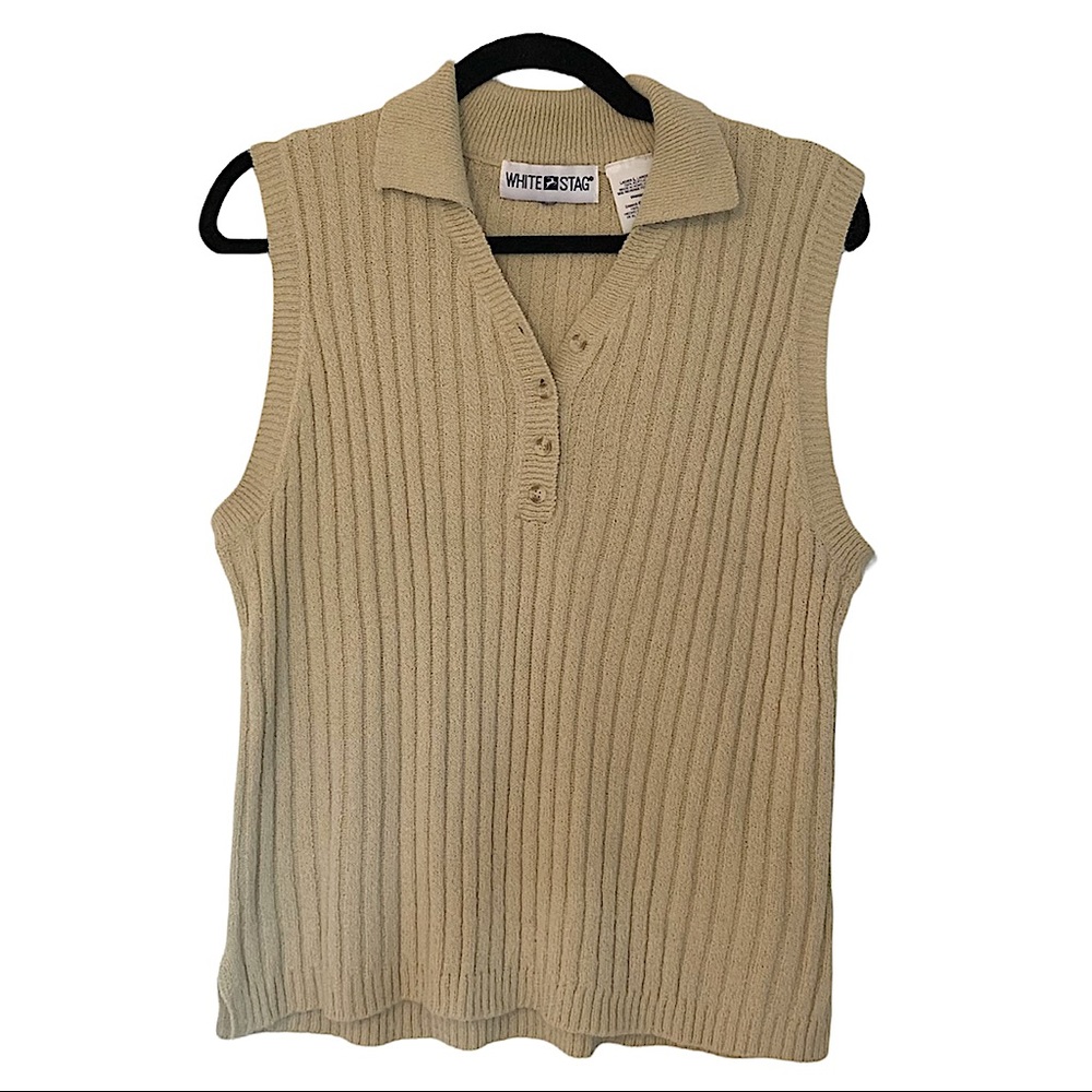 White Stag Tan Sleeveless Knit Top, Size L
